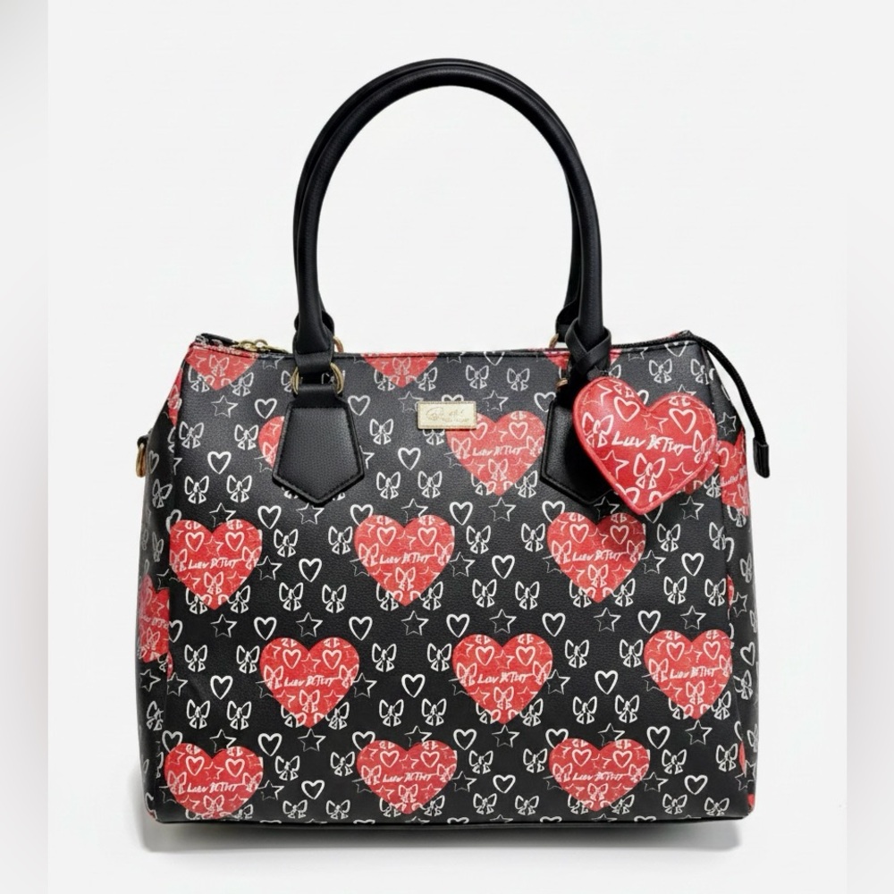 Betsey Johnson Red Quilted Satchel – extra Large Weekender Bag - Picture 8 of 10